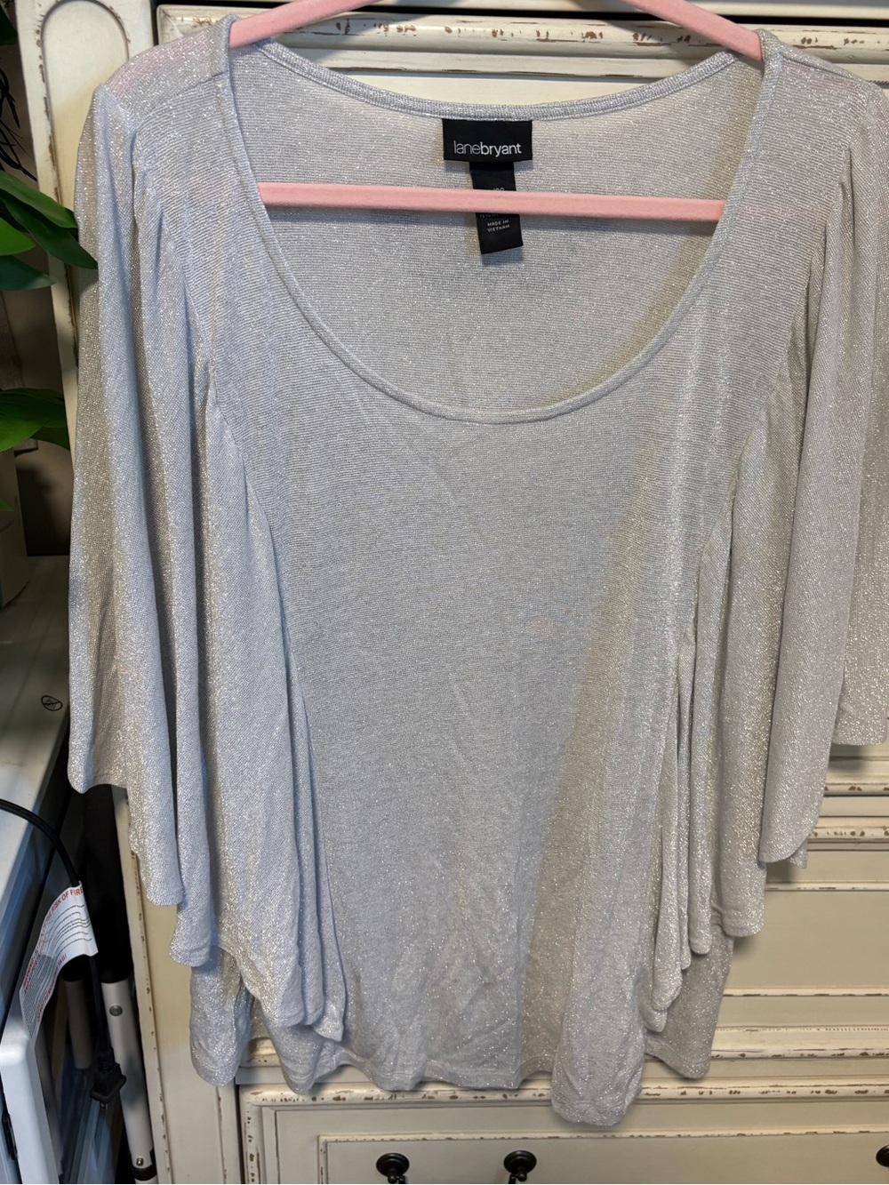Lane Bryant Silver Metallic Dolman Sleeve Tunic NWOT